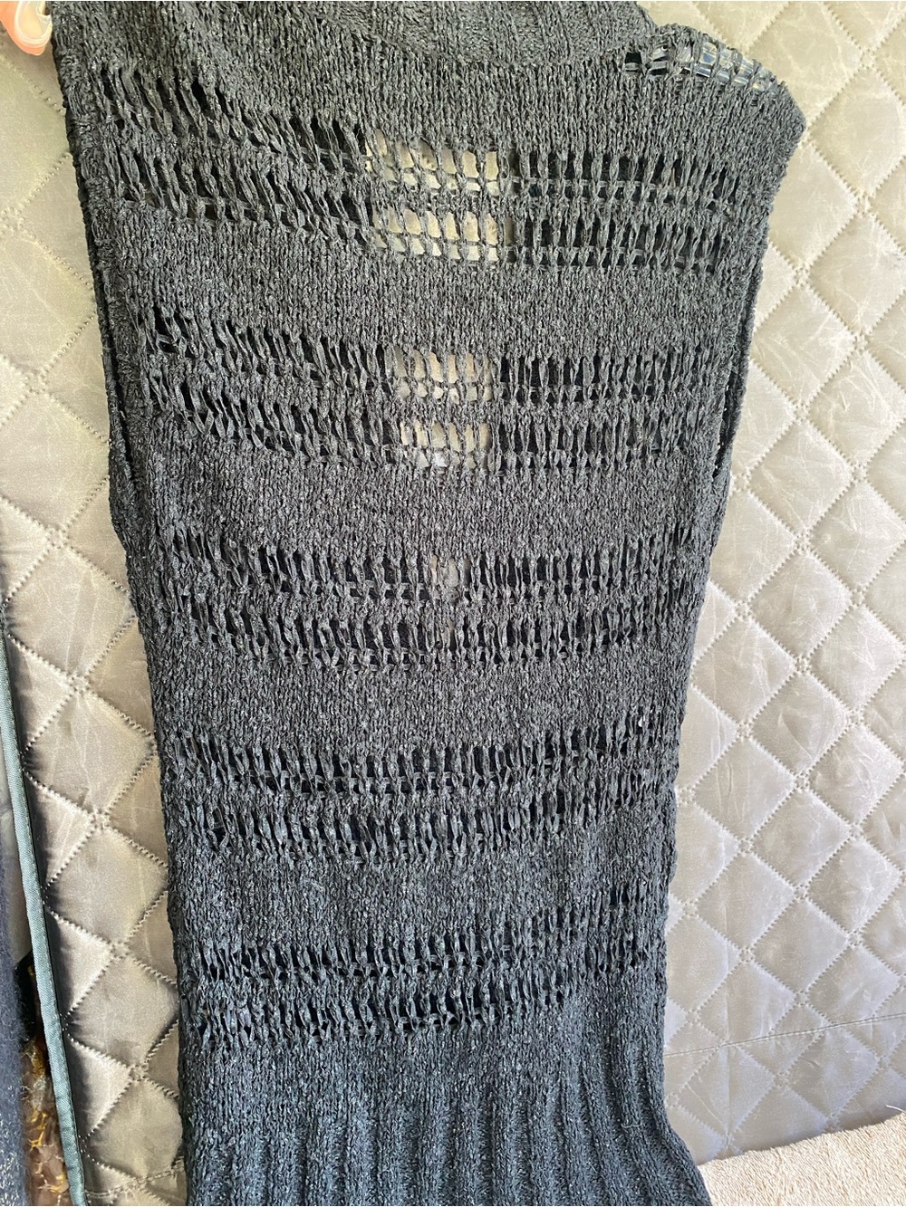 VTG Bebe Y2K Open Knit Sleeveless Cardigan Vest Charcoal Black S Whimsigoth - Picture 4 of 4